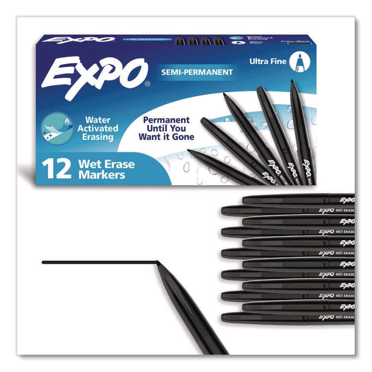 SANFORD Wet Erase Marker, Ultra Fine Bullet Tip, Black, Dozen (SAN16001A)