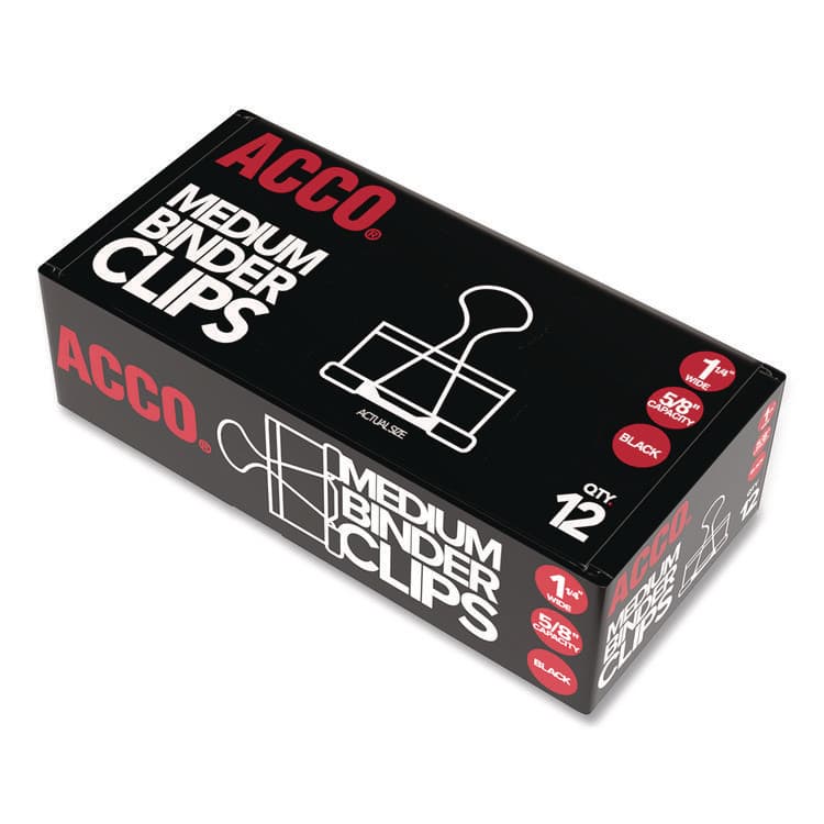 ACCO BRANDS, . Binder Clips, 0.63" Capacity, Medium, Black/Silver, Dozen (ACC72050) thumbnail 2