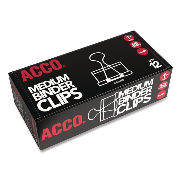 ACCO BRANDS, . Binder Clips, 0.63" Capacity, Medium, Black/Silver, Dozen (ACC72050) thumbnail 3
