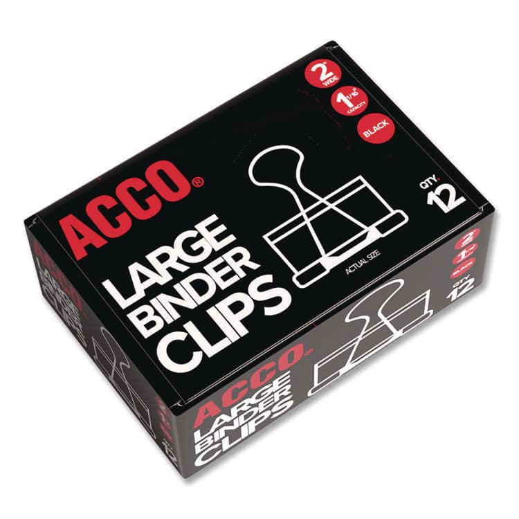 ACCO BRANDS, . Binder Clips, 1.06" Capacity, Large, Black/Silver, Dozen (ACC72100) thumbnail 3