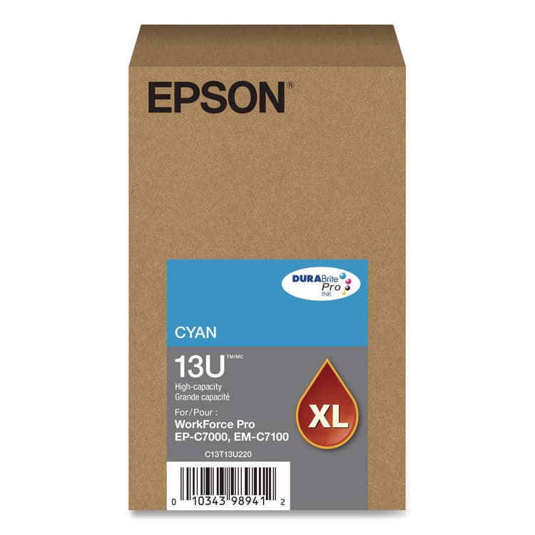 EPSON AMERICA, . T13U220 (T13U) DURABrite Pro High-Yield Ink, 4,600 Page-Yield, Cyan (EPST13U220)