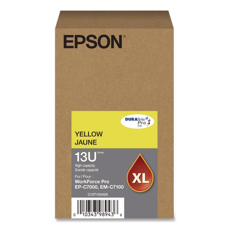 EPSON AMERICA, . T13U420 (T13U) DURABrite Pro High-Yield Ink, 4,600 Page-Yield, Yellow (EPST13U420)