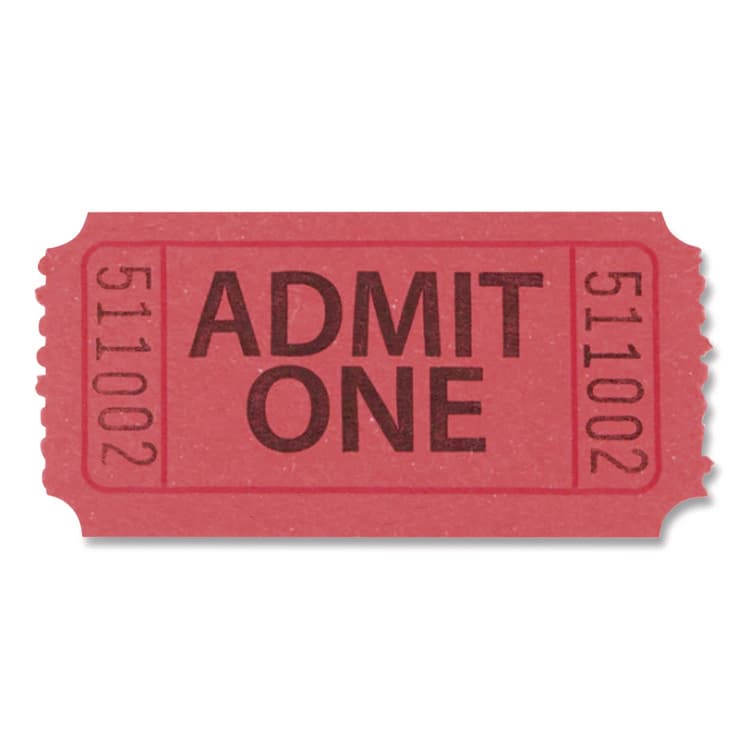 THE COIN-TAINER CO., LLC Single Ticket Roll, Admit One, Red, 2,000/Roll (CTX602603R) thumbnail 3