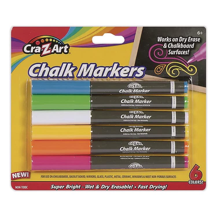 LAROSE INDUSTRIES, LLC Chalk Markers, Assorted Colors, 6/Pack (CZA1087324)