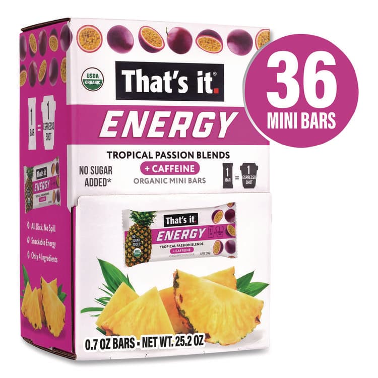 1908 BRANDS Organic Energy Bars, Tropical Passion Blend, 0.7 oz Bar, 36/Box (GRR22002519) thumbnail 2