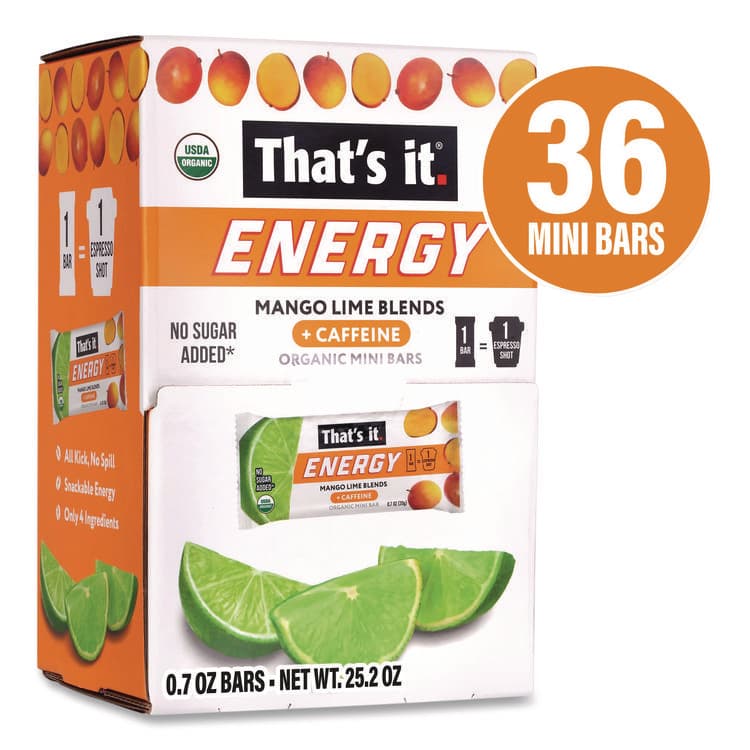 1908 BRANDS Organic Energy Bars, Mango Lime, 0.7 oz Bar, 36/Box (GRR22002520) thumbnail 2
