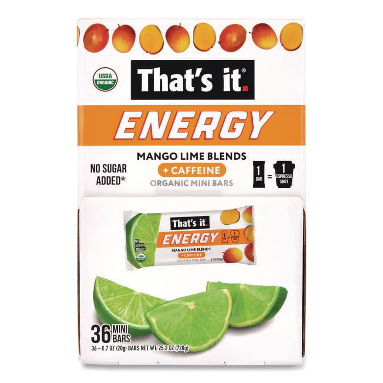 1908 BRANDS Organic Energy Bars, Mango Lime, 0.7 oz Bar, 36/Box (GRR22002520)