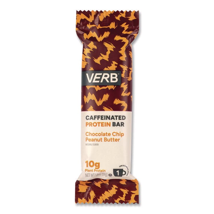 VERB ENERGY Caffeinated Protein Bar, Chocolate Chip Peanut Butter, 1.8 oz Bar, 12/Box (GRR22002522) thumbnail 4