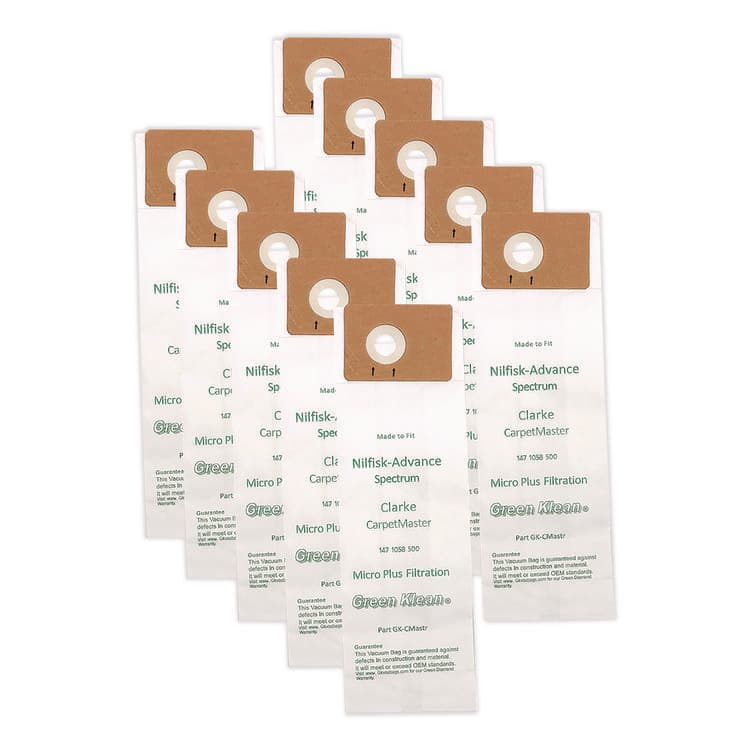 GREEN KLEAN Replacement Vacuum Bags, Fits Advance Spectrum/Clarke CarpetMaster, 10/Pack (GRKCMASTRP)