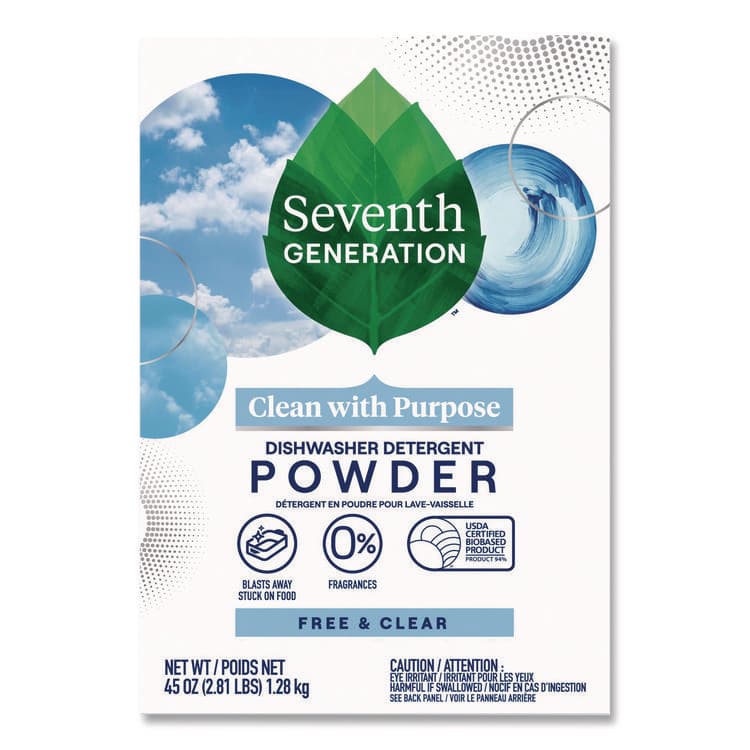 SEVENTH GENERATION Automatic Dishwasher Powder, Free and Clear, 45oz Box, 12/Carton (SEV22150CT)
