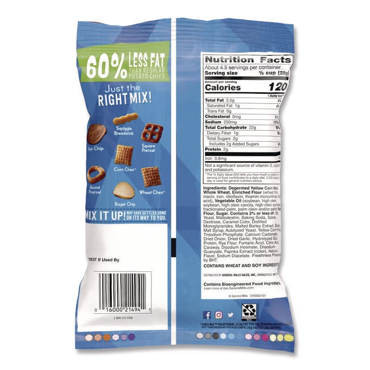 GENERAL MILLS Snack Mix Savory Traditional, 4.5 oz Bag, 8/Box (AVTSN21494) thumbnail 2