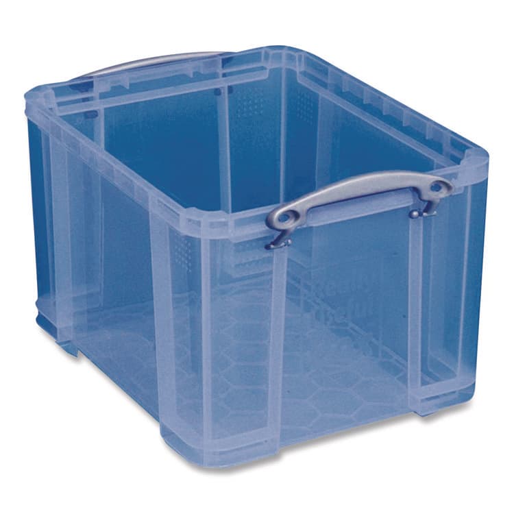 REALLY USEFUL BOXES . Snap-Lid Storage Bin, 8.45 gal, 14" x 18" x 12.25", Transparent Blue (RUA32TBL) thumbnail 2