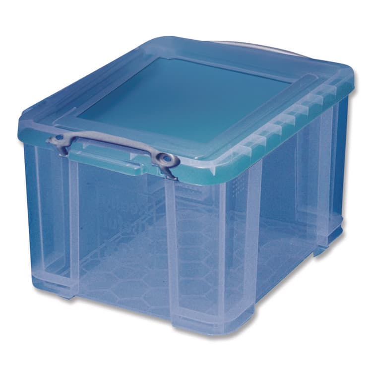 REALLY USEFUL BOXES . Snap-Lid Storage Bin, 8.45 gal, 14" x 18" x 12.25", Transparent Blue (RUA32TBL) thumbnail 4