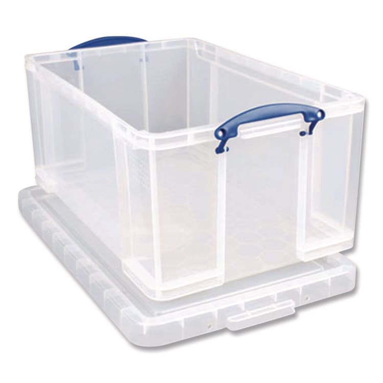 REALLY USEFUL BOXES . Snap-Lid Storage Bin, 11.09 gal, 17.31" x 20.5" x 12.25", Clear/Blue (RUA42LCL) thumbnail 2