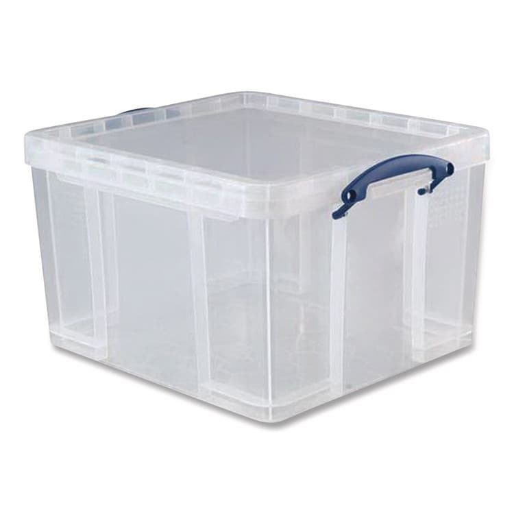 REALLY USEFUL BOXES . Snap-Lid Storage Bin, 11.09 gal, 17.31" x 20.5" x 12.25", Clear/Blue (RUA42LCL) thumbnail 4
