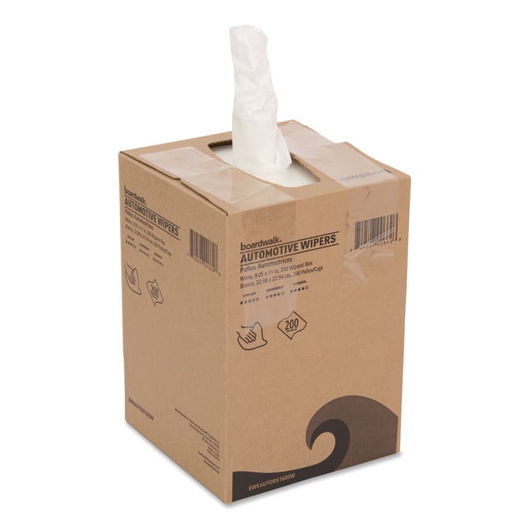 BOARDWALK Automotive Wipers, 10.63 x 20.47, Unscented, White, 200/Box, 8 Boxes/Carton (BWKAUTOBX1600W) thumbnail 3