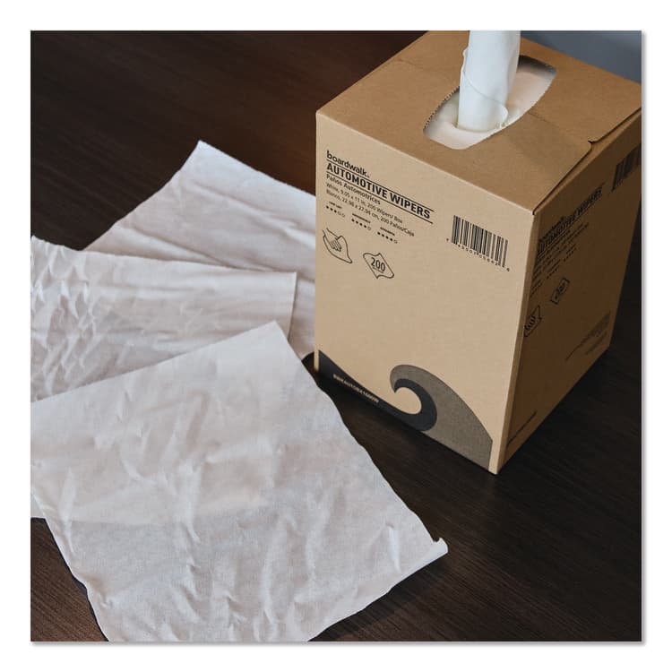 BOARDWALK Automotive Wipers, 10.63 x 20.47, Unscented, White, 200/Box, 8 Boxes/Carton (BWKAUTOBX1600W) thumbnail 4