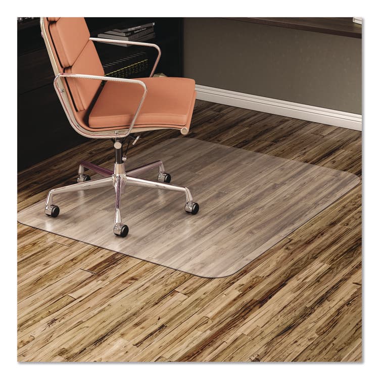 DEFLECTO CORPORATION EconoMat Non-Studded All Day Use Chair Mat for Hard Floors, Rectangular, 46" x 60", Clear, Ships Flat (DEFCM21442F)