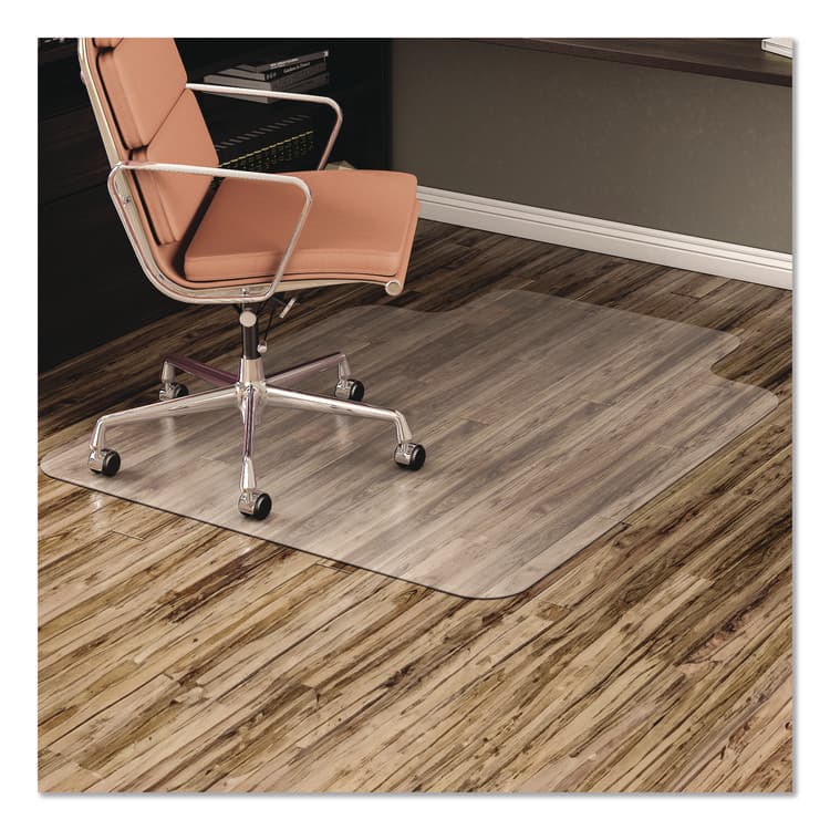 DEFLECTO CORPORATION EconoMat Non-Studded All Day Use Chair Mat for Hard Floors, Rectangular with Lip, 36" x 48", Clear, Ships Flat (DEFCM21112)