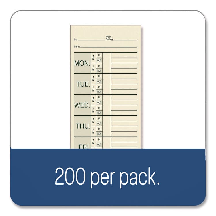 CARDINAL BRANDS . Time Cards for Pyramid 1000 Time Clock, Two Sides, 3.38 x 9, 200/Pack (ABF9791200) thumbnail 4