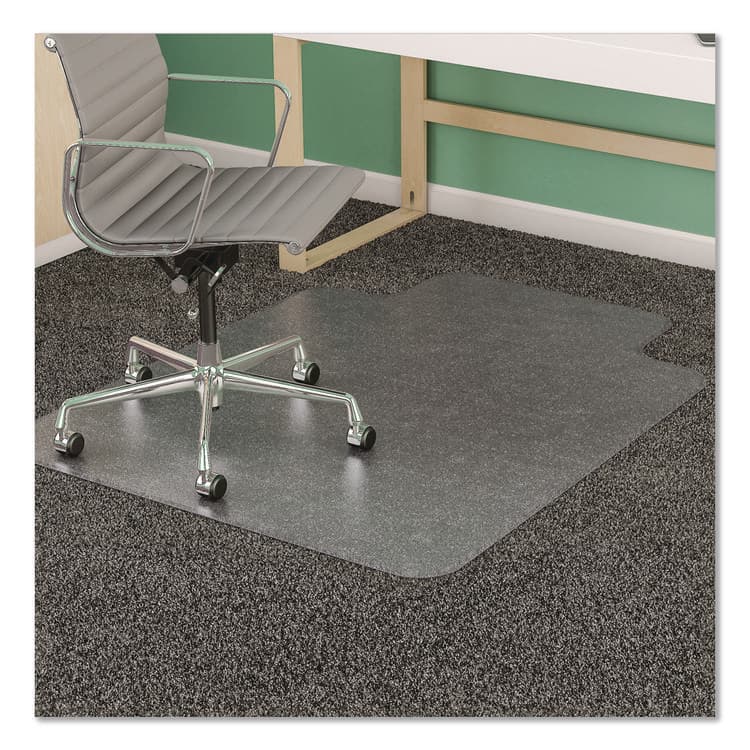 DEFLECTO CORPORATION SuperMat Frequent Use Chair Mat for Medium Pile Carpeted Floors, Rectangular with Lip, 36" x 48", Clear, Ships Rolled (DEFCM14113COM)