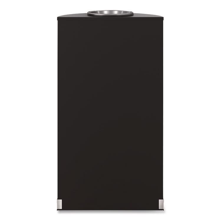 SUNCAST CORPORATION Half Round Metal Trash Can with Ashtray, 9 gal, Steel, Black (SUAMTCRES901BKS) thumbnail 4