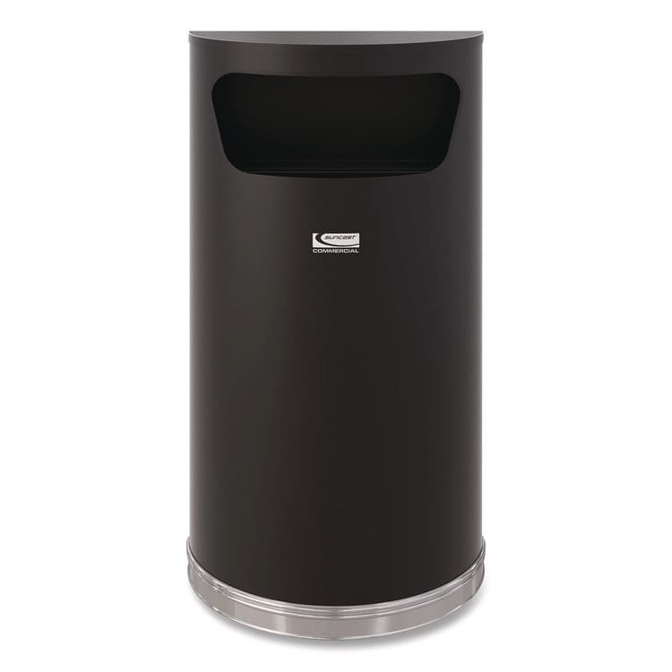 SUNCAST CORPORATION Half Round Metal Trash Can, 9 gal, Steel, Black (SUAMTCRES901BK) thumbnail 3