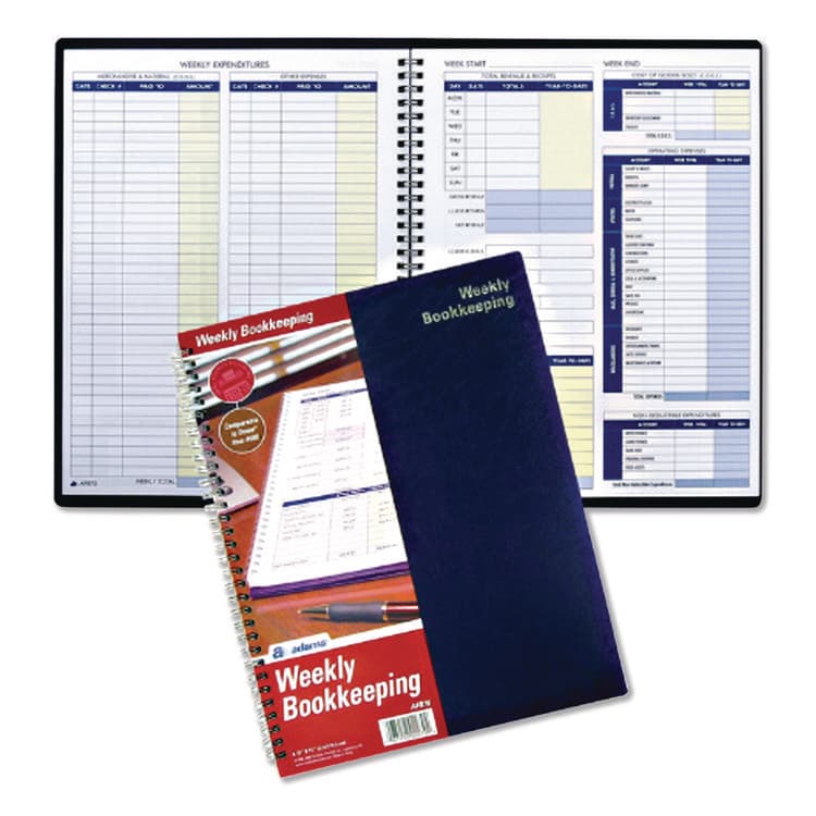 CARDINAL BRANDS . Weekly Bookkeeping Ledger, Columns Vary By Section, Royal Blue Cover, 11 x 8.5 Sheets, 56 Sheets/Book (ABFAFR70) thumbnail 4