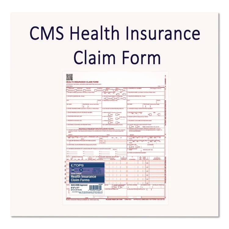 CARDINAL BRANDS . CMS Health Insurance Claim Form, One-Part (No Copies), 8.5 x 11, 100 Forms Total (ABFCMS1500L1V) thumbnail 2