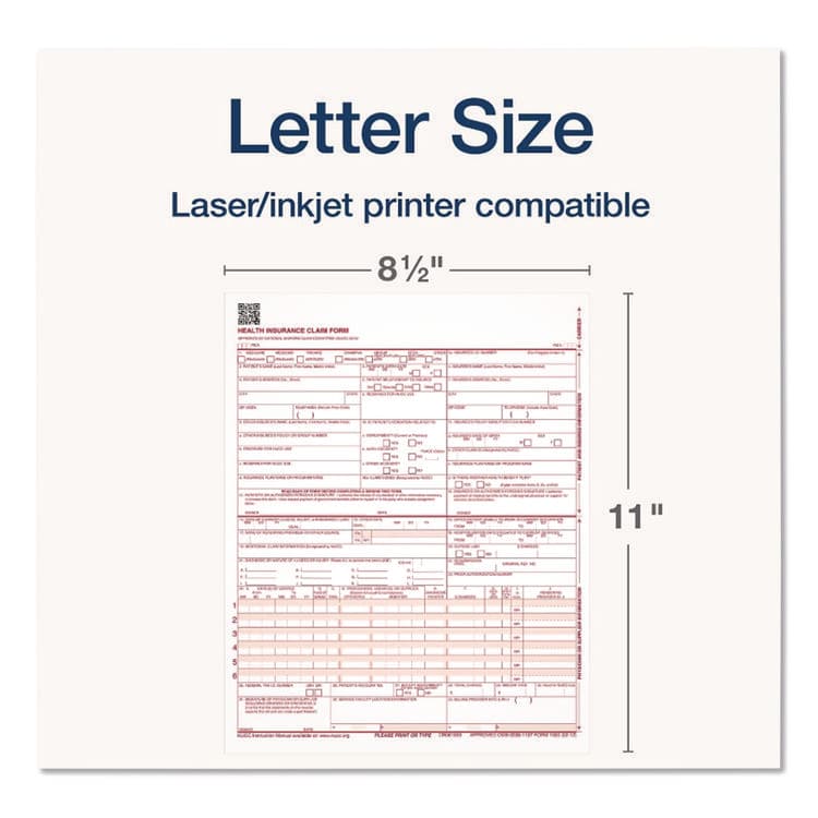 CARDINAL BRANDS . CMS Health Insurance Claim Form, One-Part (No Copies), 8.5 x 11, 100 Forms Total (ABFCMS1500L1V) thumbnail 4