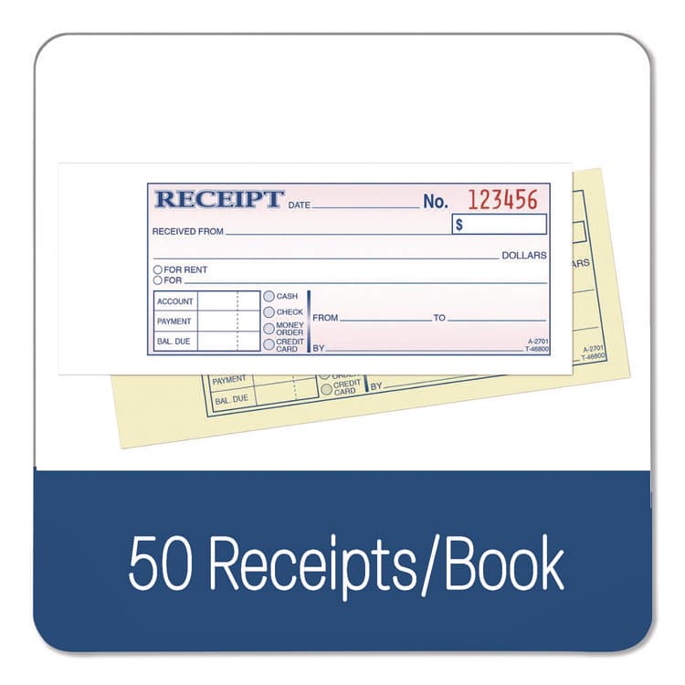 CARDINAL BRANDS . Money/Rent Receipt Book, Two-Part Carbonless, 6.69 x 2.75, 50 Receipts/Book, 5 Books/Pack (ABFDC2701) thumbnail 4