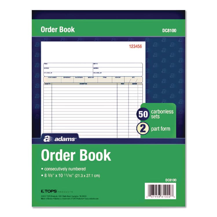 CARDINAL BRANDS . Multipart Sales Order Pad, Two-Part Carbonless, 8.38 x 10.19, 50 Forms Total (ABFDC8100)