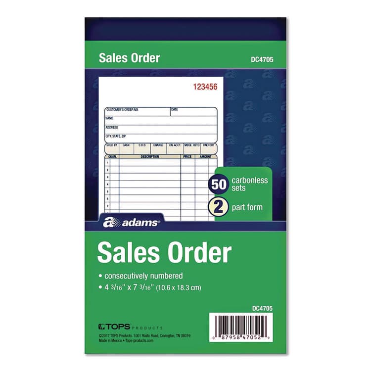 CARDINAL BRANDS . Multipart Sales Order Pad, 12 Lines, Two-Part Carbonless, 4.19 x 6.69, 50 Forms/Pad, 10 Pads/Box (ABFDC470510) thumbnail 2