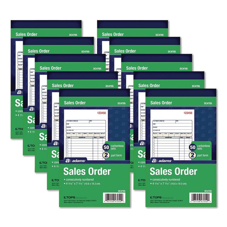 CARDINAL BRANDS . Multipart Sales Order Pad, 12 Lines, Two-Part Carbonless, 4.19 x 6.69, 50 Forms/Pad, 10 Pads/Box (ABFDC470510)