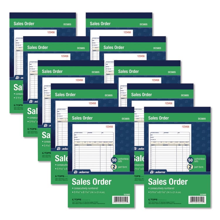 CARDINAL BRANDS . Multipart Sales Order Pad, Two-Part Carbonless, 5.56 x 7.94, 50 Forms/Pad, 10 Pads/Box (ABFDC580510)