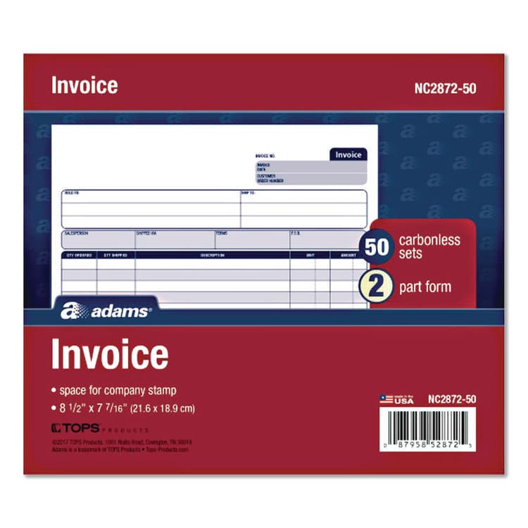 CARDINAL BRANDS . Multipart General-Purpose Invoice Forms, Two-Part Carbonless, 8.5 x 6.94, 50 Forms Total (ABFNC287250)