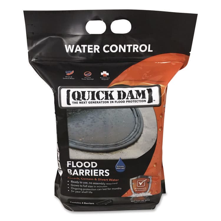 ABSORBENT SPECIALTY PRODUCTS Flood Barriers, 6" x 5 ft x 3.5", 4/Pack (QKDQD654)