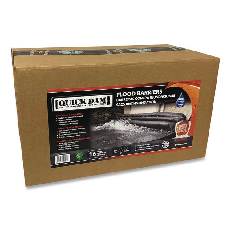 ABSORBENT SPECIALTY PRODUCTS Flood Barriers, 6 " x 5 ft x 3.5", 16/Box (QKDQD6516)