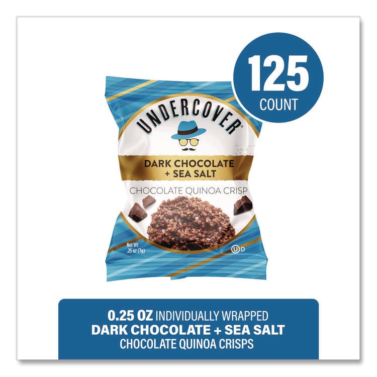 UNDERCOVER SNACKS Dark Chocolate and Sea Salt Mini Quinoa Crisps, 0.25 oz Bag, 125/Carton (GRR30700382) thumbnail 2