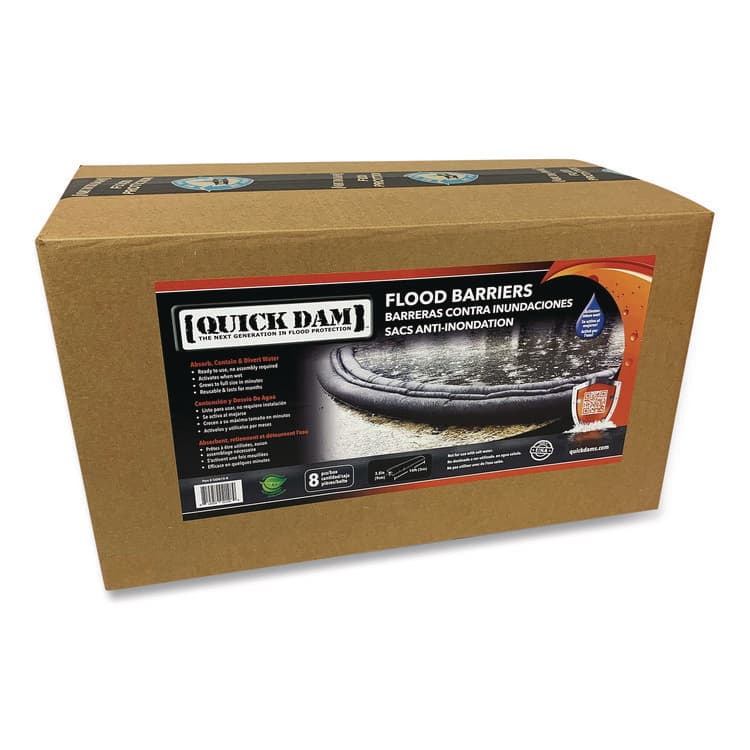 ABSORBENT SPECIALTY PRODUCTS Flood Barriers, 6" x 10 ft x 3.5", 8/Box (QKDQD6108)