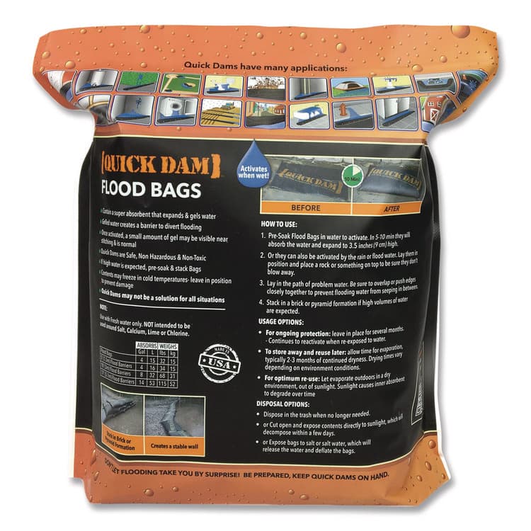 ABSORBENT SPECIALTY PRODUCTS Flood Bags, 12" x 24" x 3.5", 6/Pack (QKDQD12246) thumbnail 2