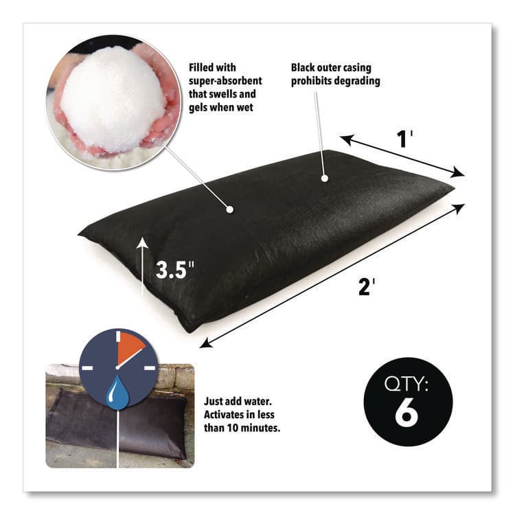 ABSORBENT SPECIALTY PRODUCTS Flood Bags, 12" x 24" x 3.5", 6/Pack (QKDQD12246) thumbnail 3