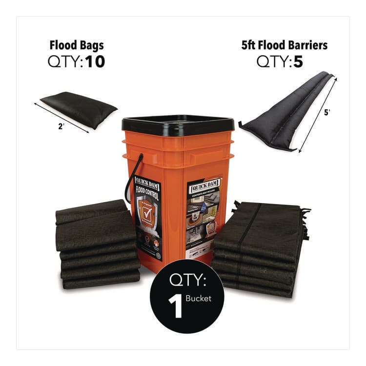 ABSORBENT SPECIALTY PRODUCTS Outdoor Grab and Go Bucket Kit, (1) Bucket, (10) Flood Bags, (5) Flood Barriers (QKDQDGGCO) thumbnail 2