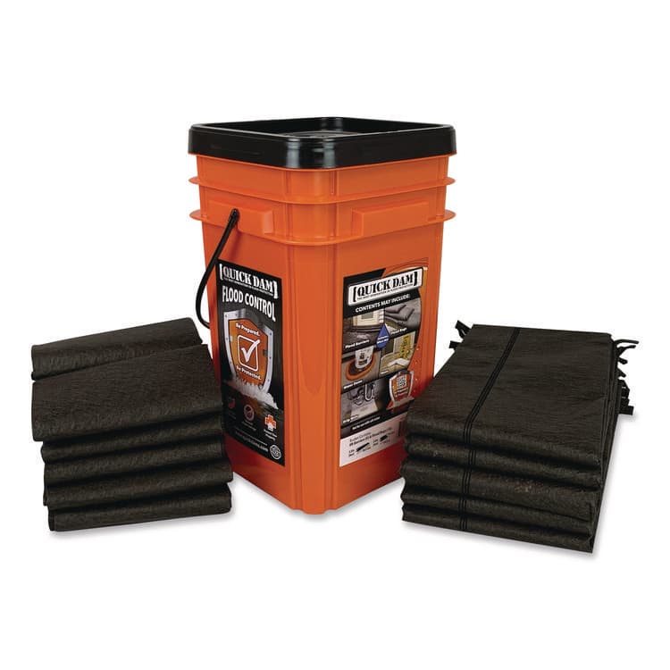 ABSORBENT SPECIALTY PRODUCTS Outdoor Grab and Go Bucket Kit, (1) Bucket, (10) Flood Bags, (5) Flood Barriers (QKDQDGGCO)