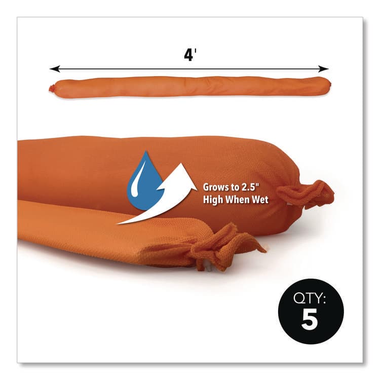 ABSORBENT SPECIALTY PRODUCTS Water Dams, 2.5" x 4 ft x 2.5", 5/Pack (QKDWUB245) thumbnail 4
