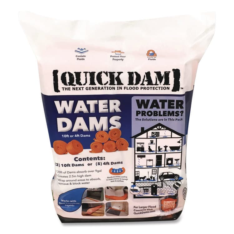 ABSORBENT SPECIALTY PRODUCTS Water Dams, 2.5" x 10 ft x 2.5", 2/Pack (QKDWUB2102) thumbnail 2