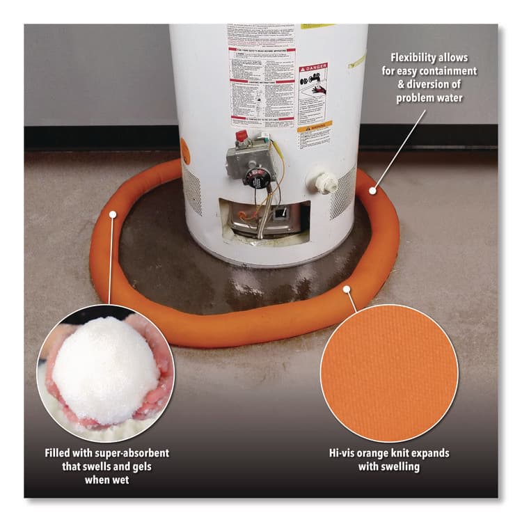 ABSORBENT SPECIALTY PRODUCTS Water Dams, 2.5" x 10 ft x 2.5", Orange, 12/Box (QKDWUB21012) thumbnail 3