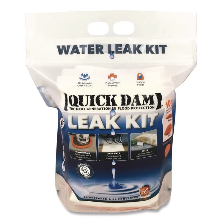 ABSORBENT SPECIALTY PRODUCTS Leak Kit, (5) Drip Mats, (5) Mats, (4) 4 ft Water Dams, (1) 10 ft Water Dam (QKDWUKIT)