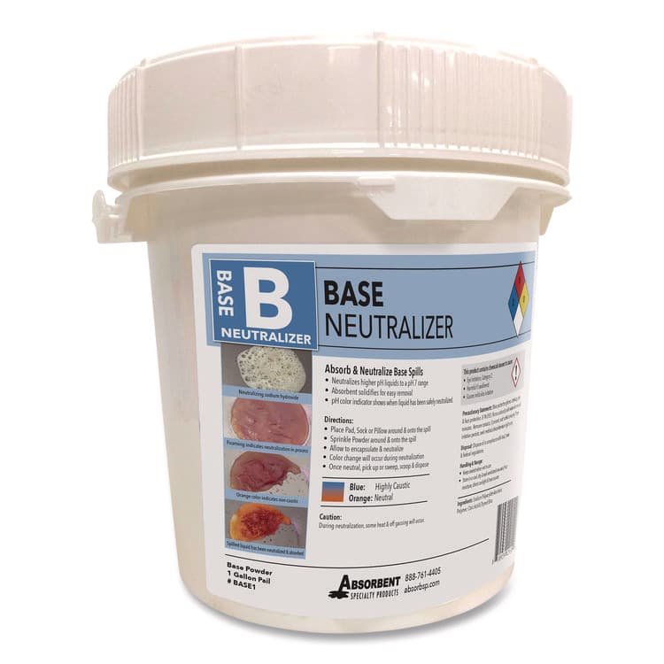 ABSORBENT SPECIALTY PRODUCTS Base Neutralizer, 0.02 L to 9.5 L, 1 gal Pail (QKDBASE1)
