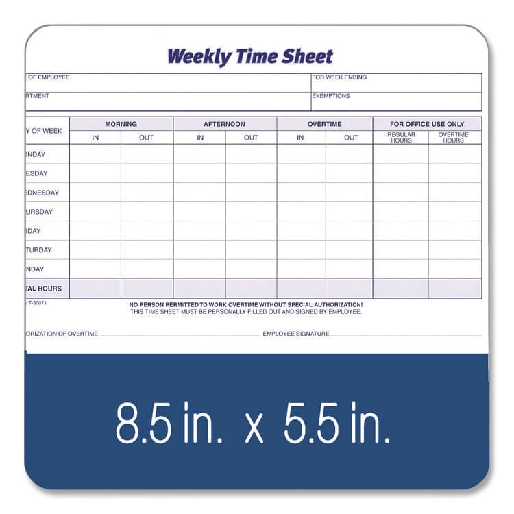 CARDINAL BRANDS . Weekly Time Sheets, Two-Part Carbonless, 8.5 x 5.5, 100 Forms Total (ABFNC9507) thumbnail 3